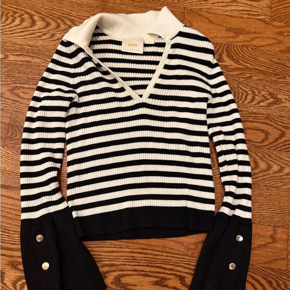 MAJORELLE Black and White Striped Sweater